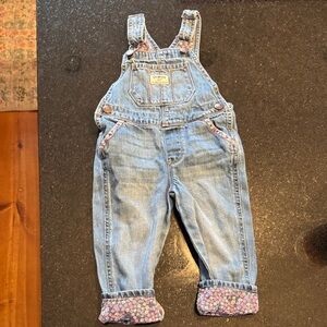 OshKosh B'gosh Light Blue Overalls with Floral Trim
